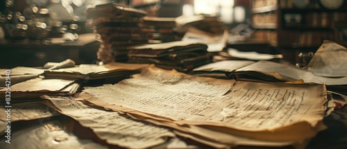 Old documents and artifacts on display, independence day historical references selective focus, archival theme, ethereal, Double exposure, exhibition hall backdrop