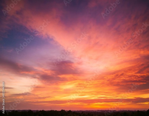 Schöner rosa oranger Himmel bei Sonnenuntergang 
