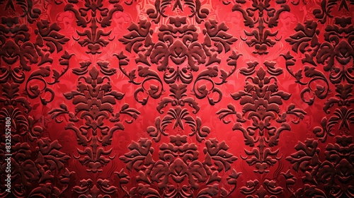 Damask seamless pattern. Luxury red background.