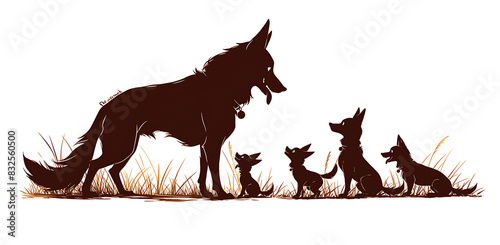 Papa Dog and his son Illustration for Fathers Day, dog png background, wallpaper