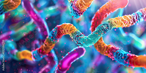 Bacterial Metabolic Pathways: Microscopic visualization of bacterial metabolic processes, showcasing energy production, nutrient utilization, and metabolic regulation