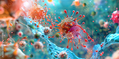 Bacterial Endotoxin Release: High-resolution view of bacterial endotoxins being released, triggering inflammatory responses in host cells