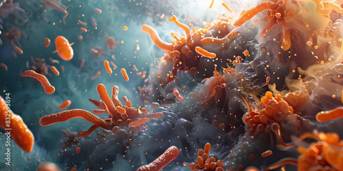 Bacterial Biofilm Formation: Microscopic examination of bacterial biofilm structures, showcasing microbial communities adhering to surfaces and resisting eradication