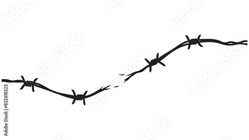 Tear barbed wire silhouette graphic background