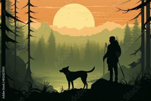 A woodland ranger, attuned to nature and accompanied by a loyal animal companion. - Generative AI