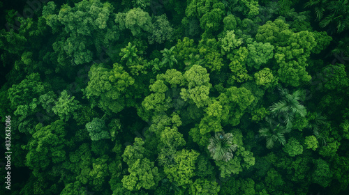 Vista aérea da natureza floresta verde e árvore. Ecossistema florestal, textura da floresta verde vista de cima. Conceito de conservação da natureza. Cenário natural floresta verde tropical