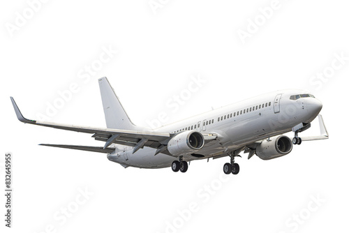 Real Commercial Airplane Boeing 737 on Transparent Background