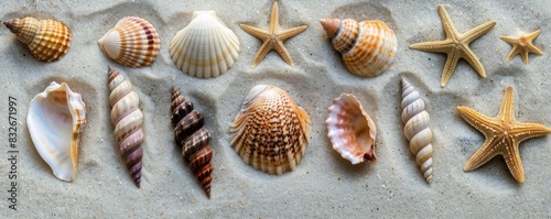 Seaside treasures: shells and starfish collection