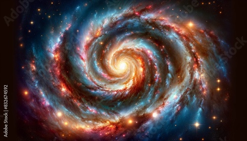 Vibrant Spiral Galaxy with Swirling Stars and Nebulae