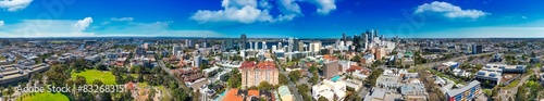Perth skyline, Western Australia. Beautiful panoramic aerial view of city skyline