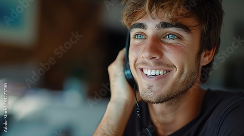 Man receiving good news on the phone, experiencing happiness and relief