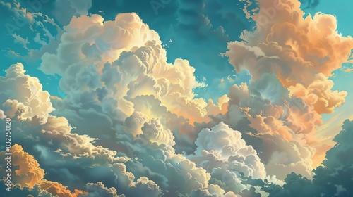 Amazing beautiful cloudscape with bright orange and blue colors.
