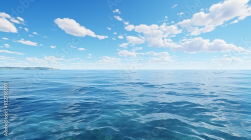 A breathtaking and peaceful view of a vast ocean under a clear blue sky