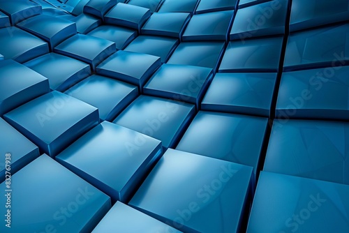 abstract blue 3d background convex squares pattern template for banner poster or cover design