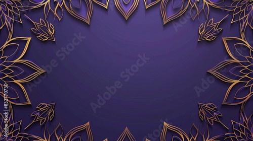 A purple background with gold flowers and leaves