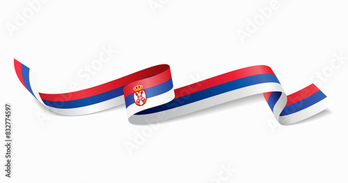 Serbian flag wavy abstract background. Vector illustration.