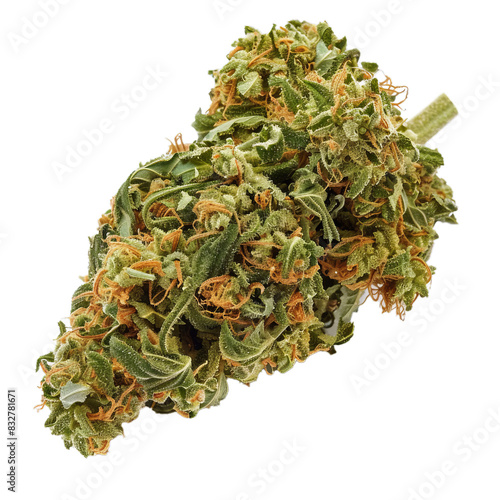 Marijuana plant with green leaves and orange stems