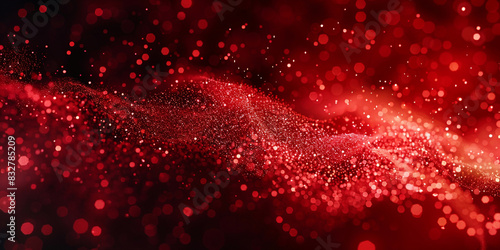 Red glitter in a red background