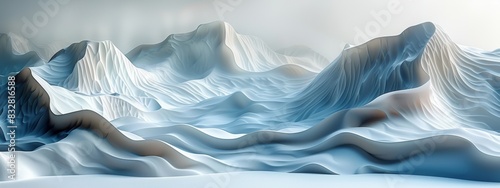 Paper sculpture of a winding river flowing across a blank landscape, symbolizing the twists and turns of life's journey. paper style.