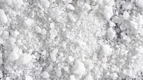 Top view of white unprocessed salt