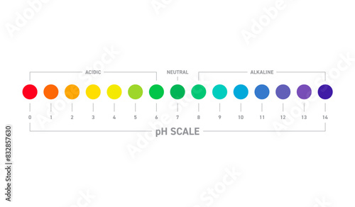 acid and base chart. pH scale. acid and base concept on white background