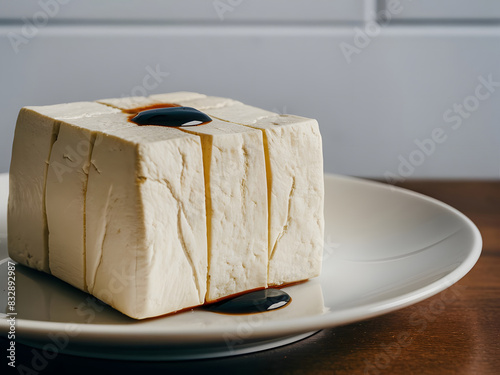Cubo de tofu con salsa de soja