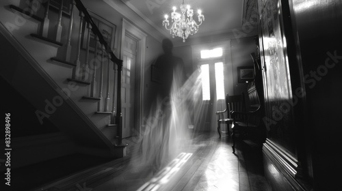 ghost or specter inside a house in the living room