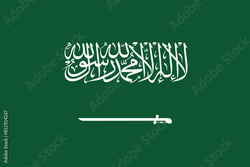 Vector flag of Saudi Arabia. Accurate dimensions and official colors. Symbol of patriotism and freedom. This file is suitable for digital editing and printing of any size. 