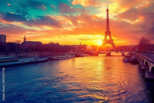 stunning paris cityscape with seine river at sunset famous french landmarks travel photography