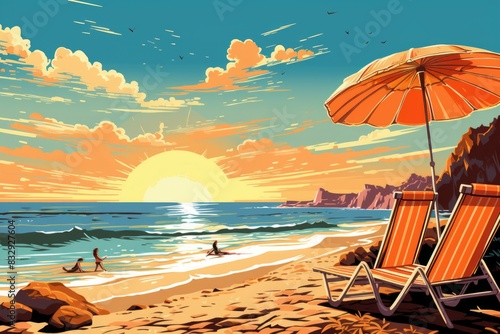 Seaside sunbathing - Generative AI