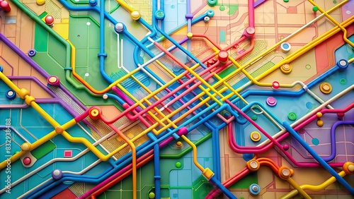 Colorful urban transit map with vibrant colors