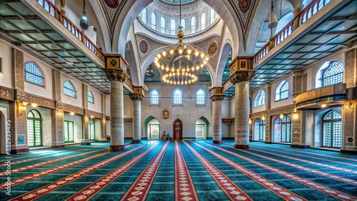 An empty mosque filled with spiritual intensity and reverence