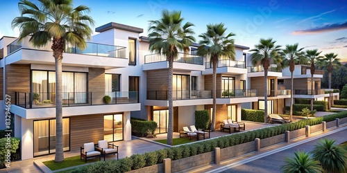 Luxurious modern townhouses and villas in a prestigious housing project