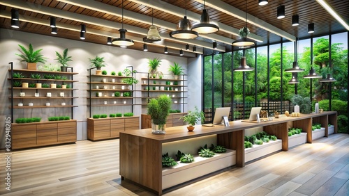 Stylish interior of a cannabis store