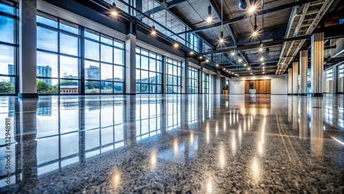 Close-up of polished concrete flooring, showcasing modern and industrial aesthetic
