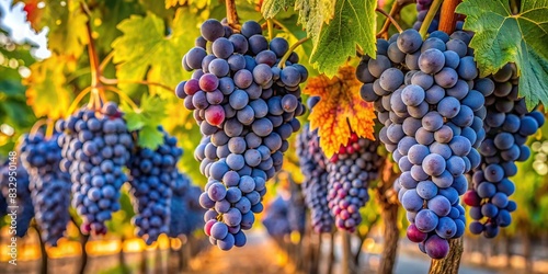 Luscious, ripe old vine Zinfandel grapes at a vinery in Lodi, California