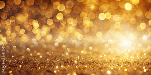 Soft warm bokeh light on abstract gold background creating a dreamy and ethereal ambiance
