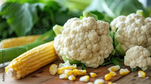 Steamed veggies cauliflower and baby corn Emphasizing well being