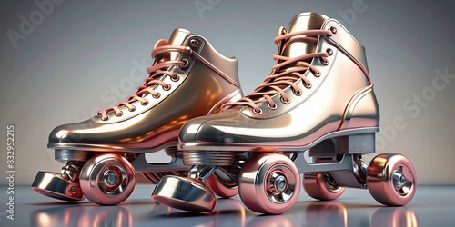 Futuristic metallic roller skates in retro style