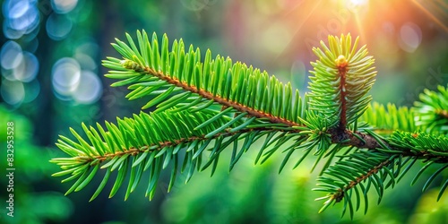 Green fir branch on a background