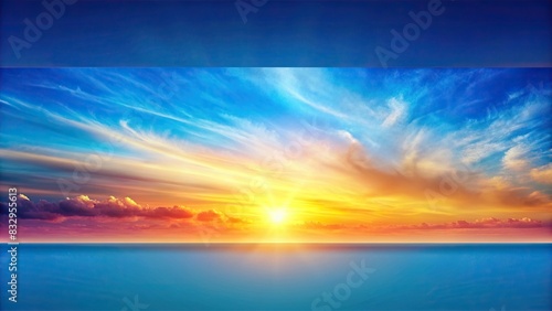 Abstract sunset gradient banner with a wide blue sky, perfect for banner design