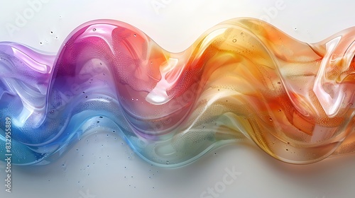 A close-up view of a rainbow-colored curve on a white background. The curve appears to be made of soap or glass and has a reflective quality. 