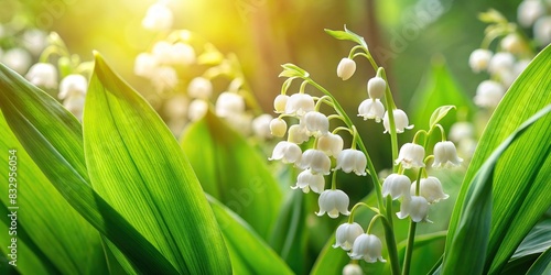 Lily of the Valley flowers in a tranquil garden setting