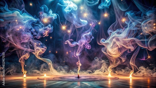 Dancing smoke swirling in a luminous dream-like setting