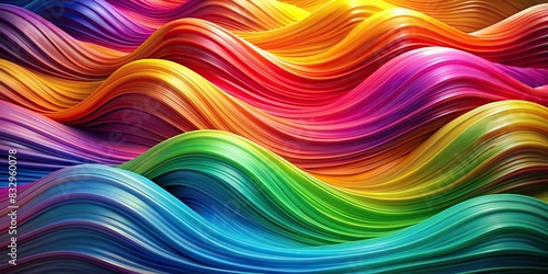 Abstract flowing waves in a rainbow of colors with a sense of energy and motion