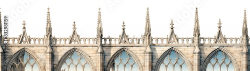 classic flying buttress with ribbed vault, flat design top view European architecture watercolor Triadic Color Scheme