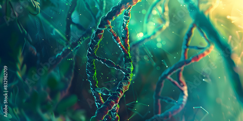 Helice Dupla de DNA com Cores Vibrantes e Contrastantes