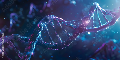Helice Dupla de DNA com Cores Vibrantes e Contrastantes