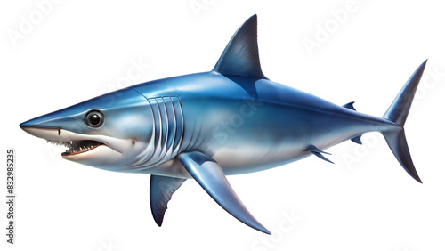 Mako Shark Image Isolated on White Background 