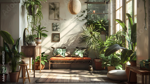 A foyer filled with potted plants